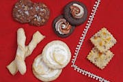 Chocolate Toffee Cookies, Cranberry Cornmeal Shortbread Cookies (winner), German Sour Cream Twists, Limoncello Kisses and Mocha Cappuccino Cookies fro