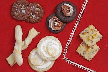 Chocolate Toffee Cookies, Cranberry Cornmeal Shortbread Cookies (winner), German Sour Cream Twists, Limoncello Kisses and Mocha Cappuccino Cookies fro