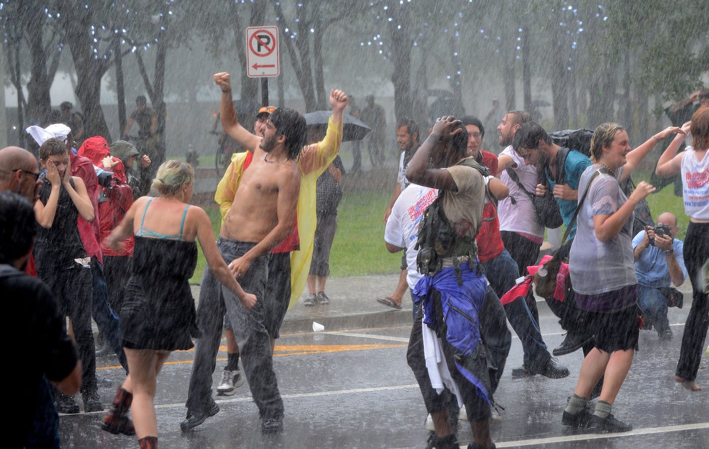 Protesters demonstrate during the Republican National Convention on Monday, August 27, 2012 near downtown Tampa, Florida. (Olivier Douliery/Abaca Press/MCT) ORG XMIT: 1127961