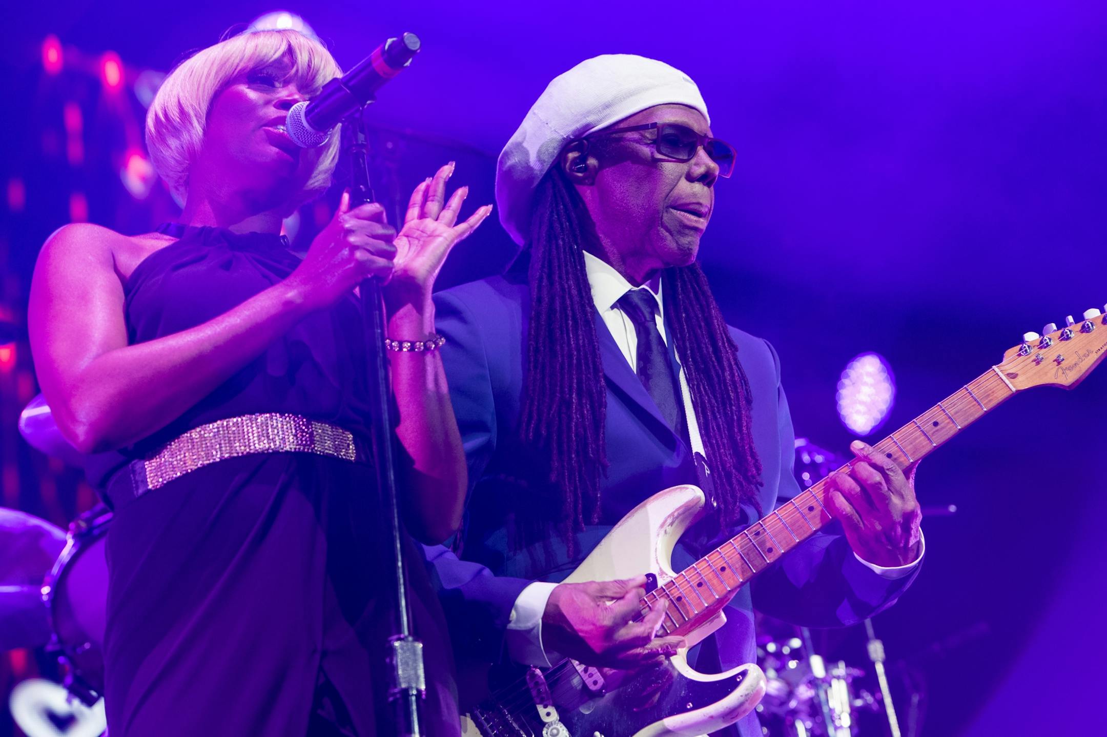 Chic, featuring Nile Rodgers, right, performed at the Xcel Energy Center on Saturday night.
