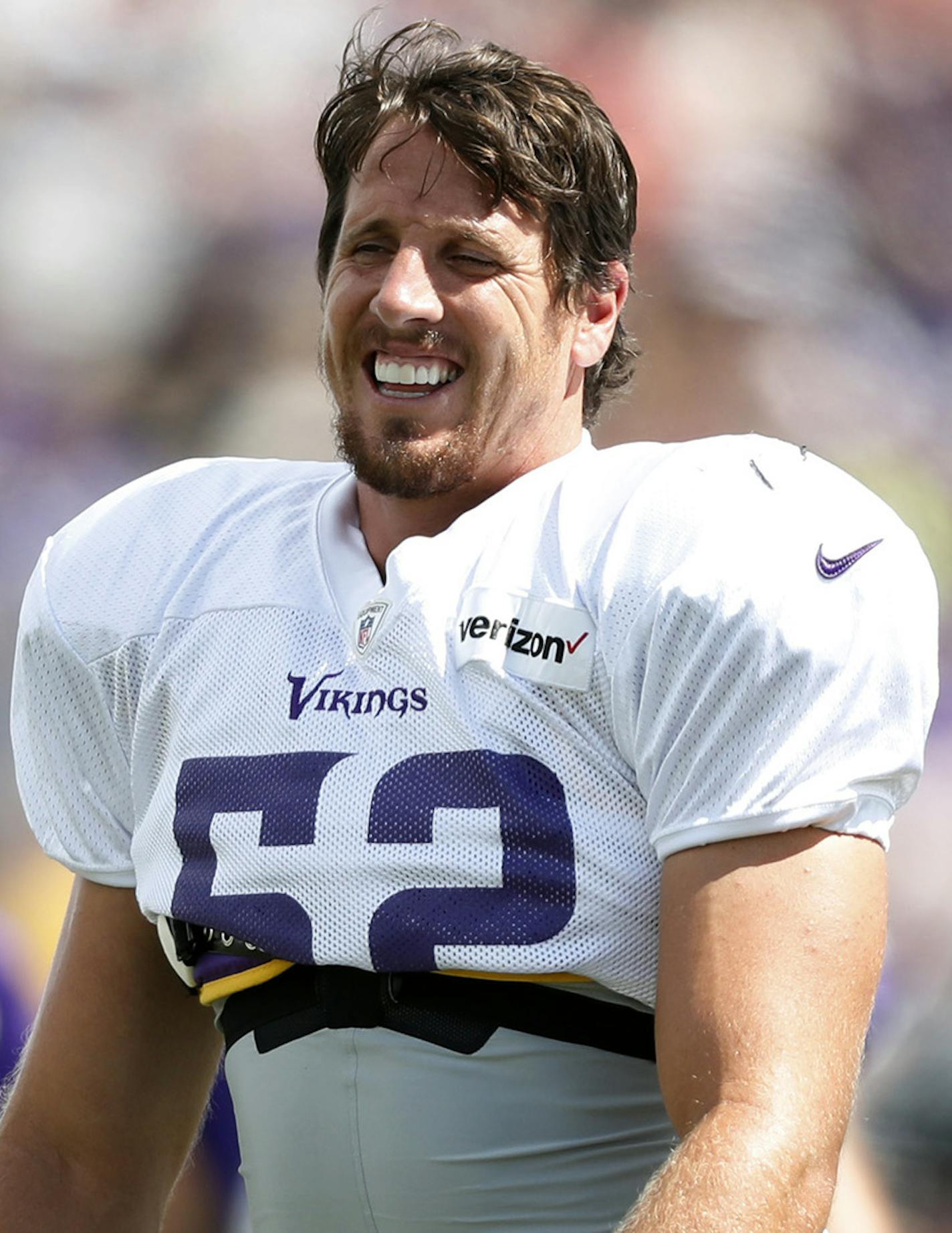 Feature on linebacker Chad Greenway during practice Friday August 5, 2016 in Mankato, MN.] The Minnesota Vikings held practice at Minnesota State University, Mankato. Jerry Holt / jerry.Holt@Startribune.com