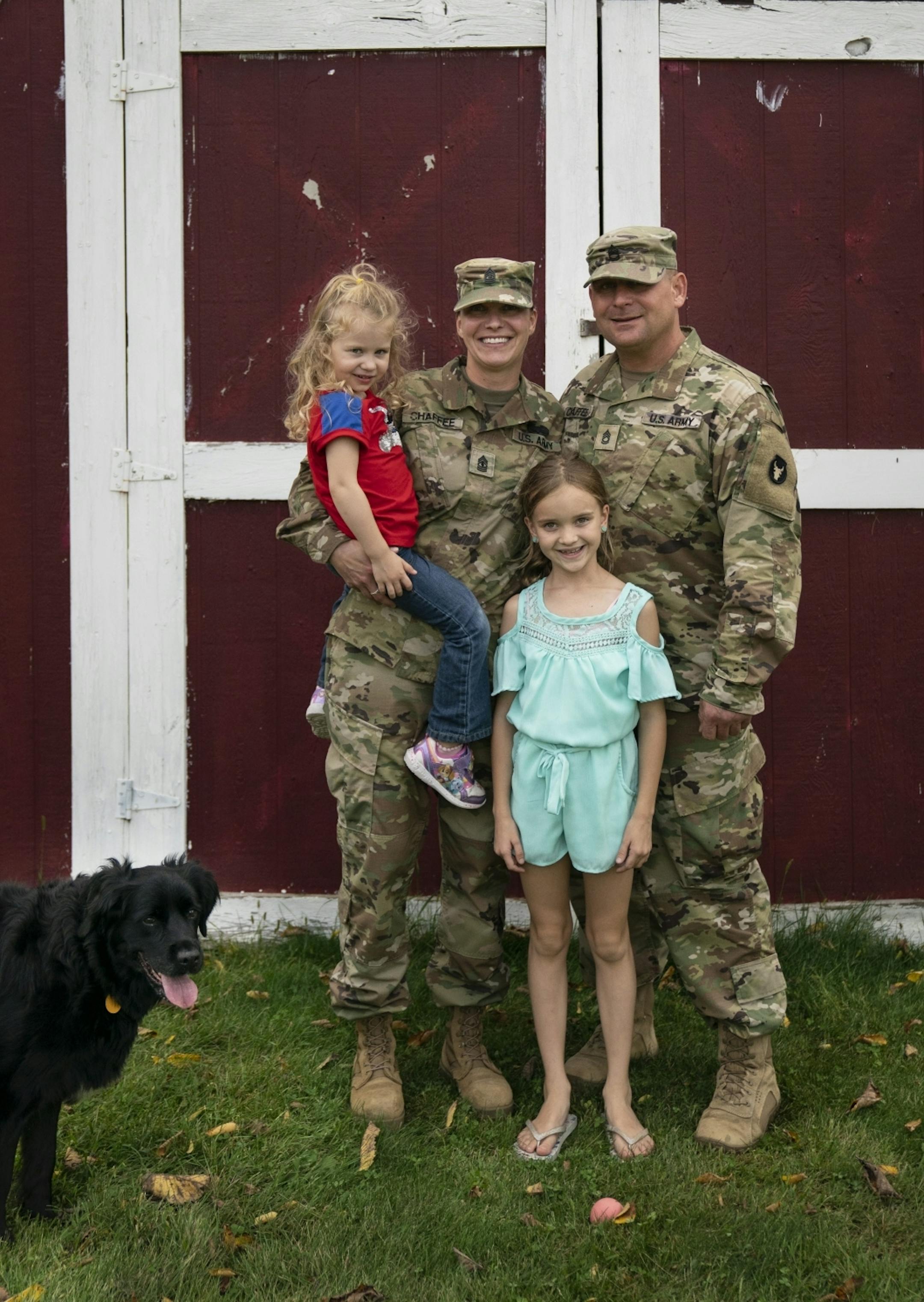 The Chafee family including Jeanette, Brian and their daughters Ally, 3, and Madison, 8, at home in Scandia, Minn., on Wednesday, September 18, 2019.