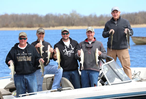 Great weather, great fishing: Twin Cities anglers on Upper Red Lake on Saturday's opener took their limits. From left, Pete Mogren, John Heroff, Corey