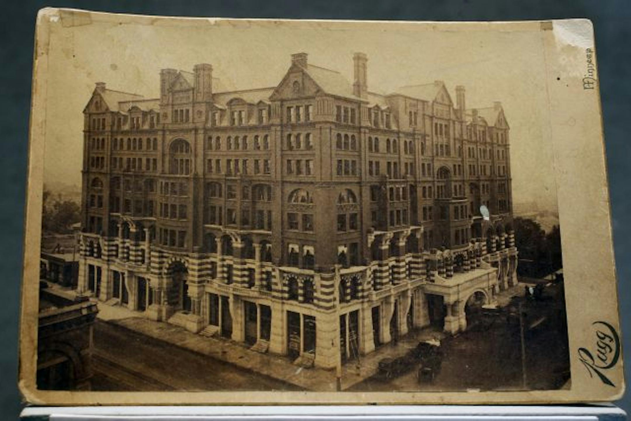 This is an exhibit photograph of the West Hotel that opened in the 1880s. It was one of the finer hotels west of Chicago.