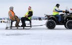 There were multiple modes of transportation across the frozen ice on Hole in the Day Bay of Gull Lake for the Ice Fishing Extravaganza Saturday, Feb. 