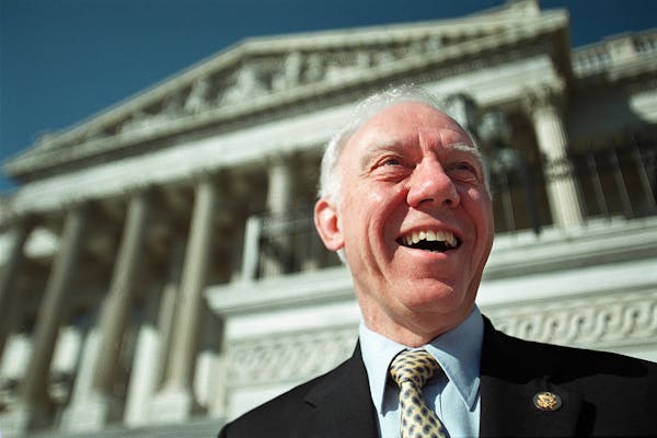 James L. Oberstar, Democratic Congressman from the 8th district of Minnesota stands in front of the United States House of Representatives at the Capi