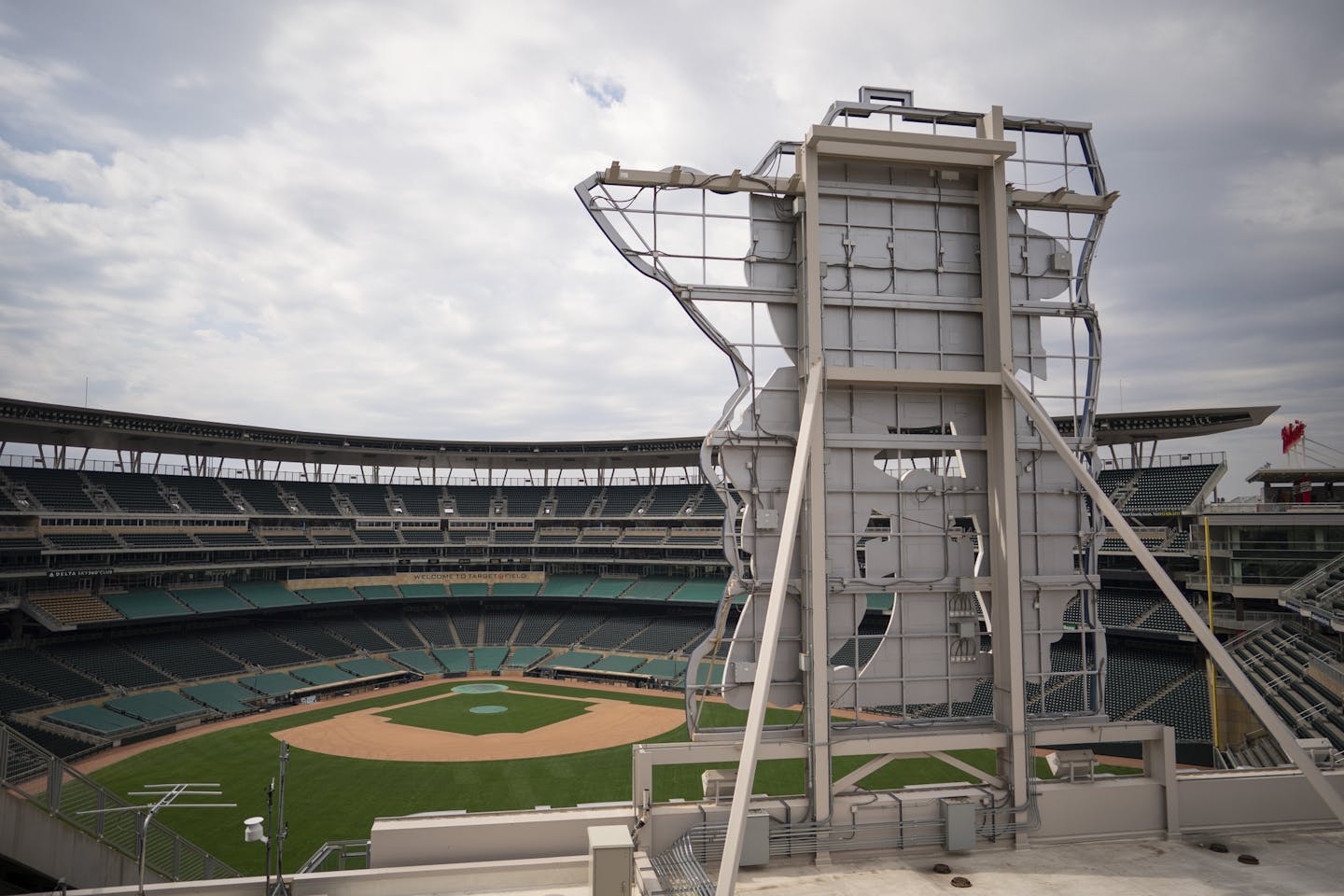 The interior of an an empty Target Field an hour before the Home Opener against the Oakland A's would have begun. ] JEFF WHEELER &#x2022; Jeff.Wheeler@startribune.com If the coronavirus advanced to a pandemic, The Minnesota Twins would have played their home opener against the Oakland A's Thursday afternoon, April 2, 2020 at Target Field in Minneapolis. A couple of fans stopped by the empty stadium to pay their respects.