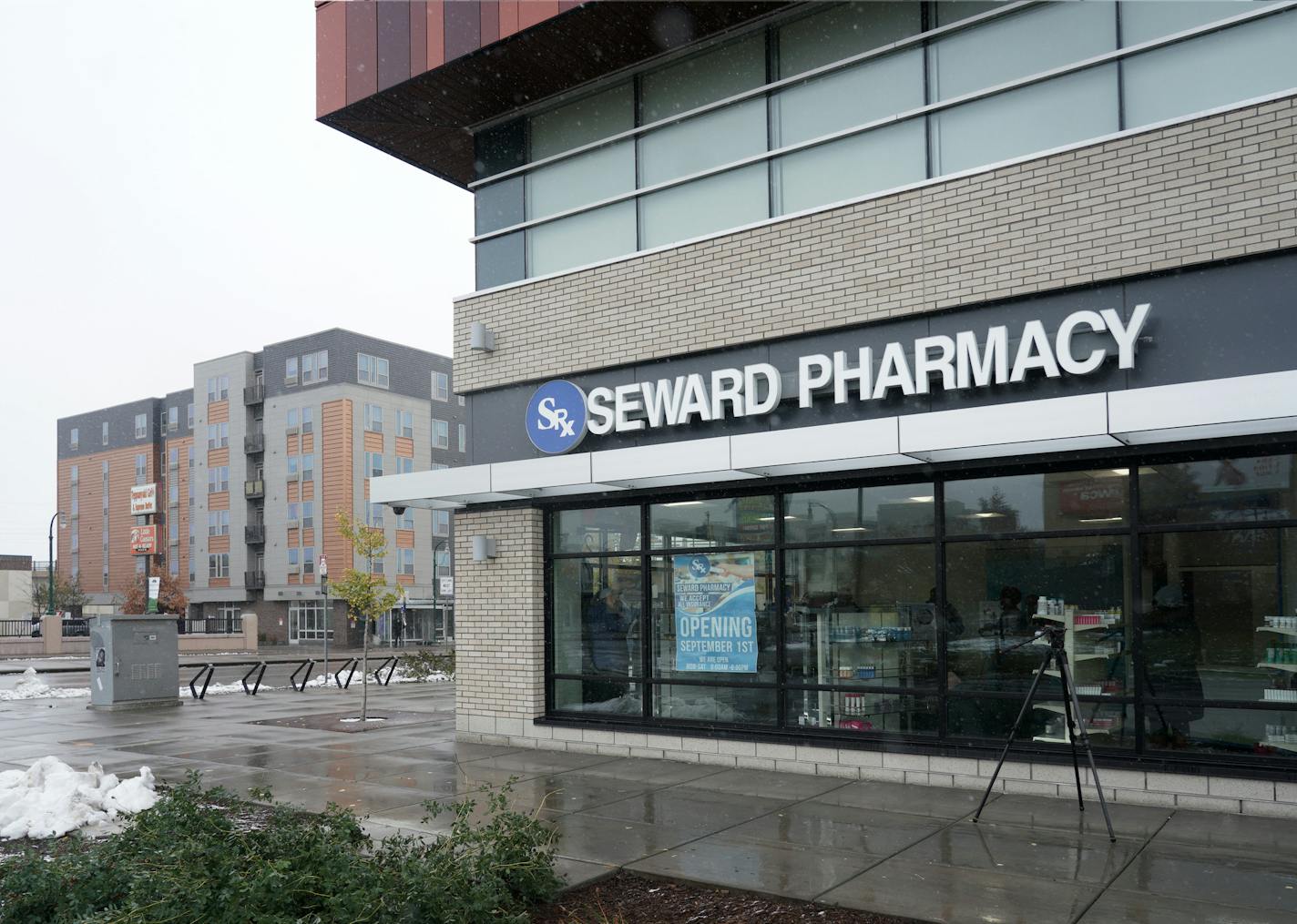 UnitedHealth announced recipients of its $5 million for rebuilding in Minneapolis, including a pharmacy that was destroyed in the riots. Here Elias Usso, owner of Seward Pharmacy on Lake Street, shows the work that has been done to re-open his business. brian.peterson@startribune.com Minneapolis, MN Friday, October 23, 2020