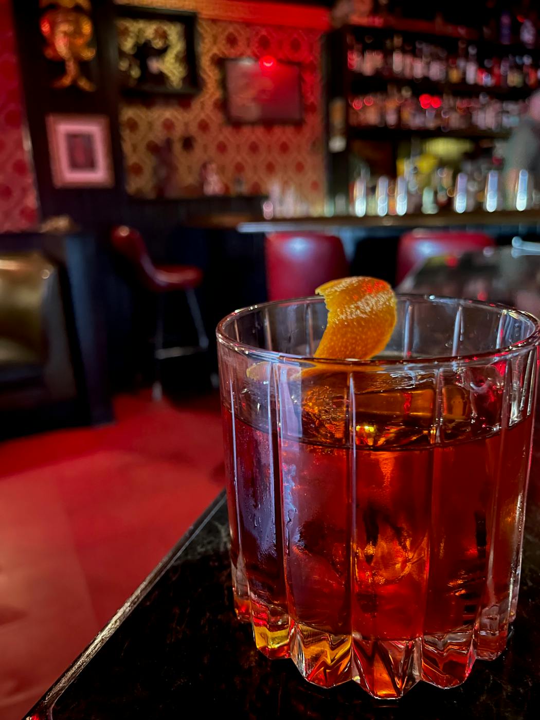 The smoky bitter flavors in the Oaxacan negroni perfectly suit this aging Chinese restaurant turned cocktail bar.