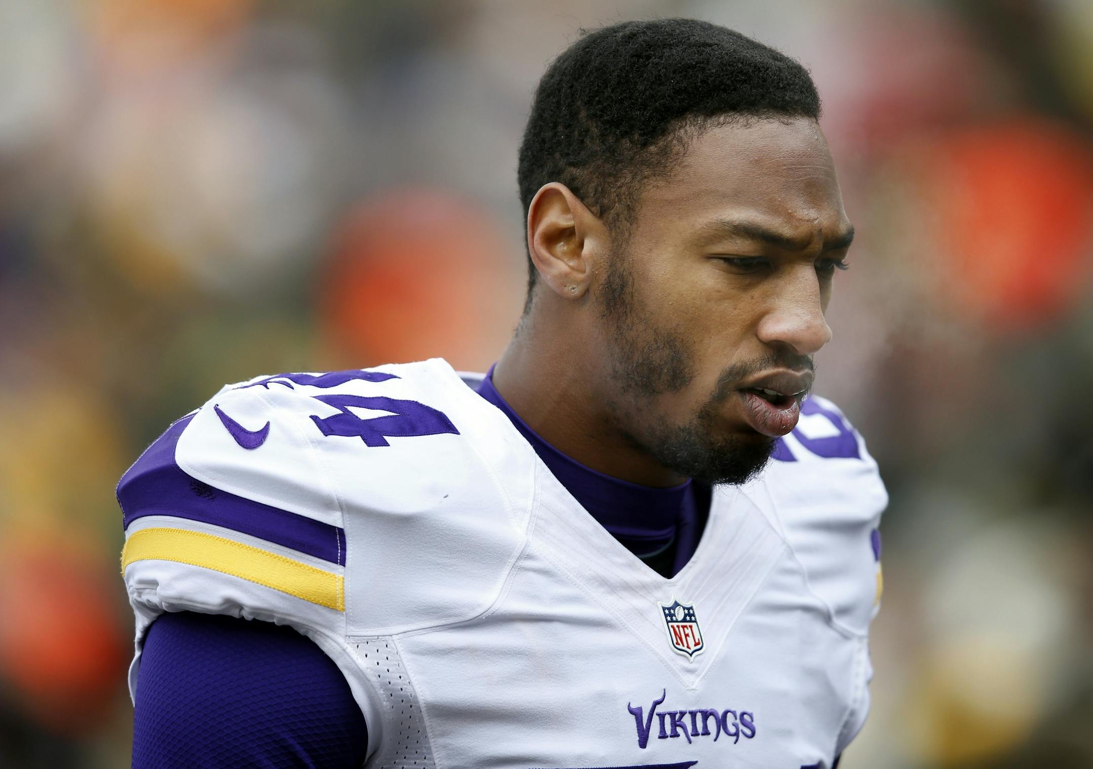 Minnesota Vikings defensive back A.J. Jefferson (24) headed to the locker room in the first quarter.