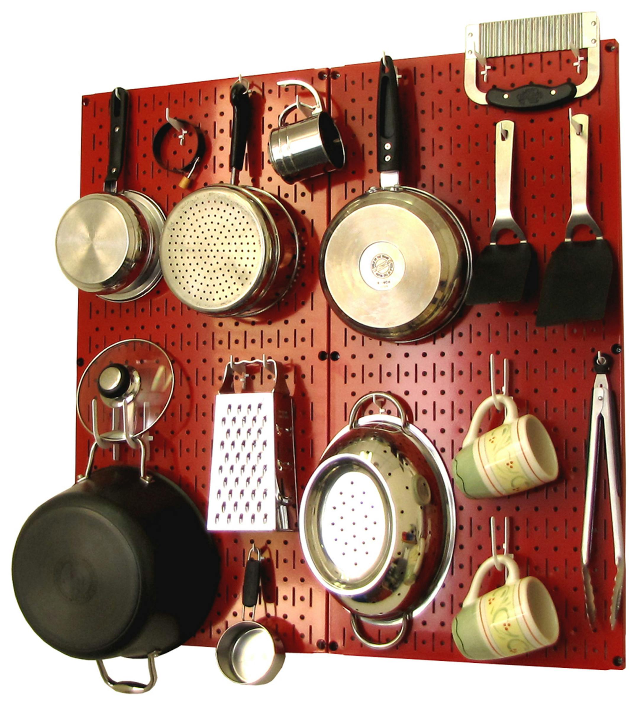 Wall Control offers a modular, metal pegboard system made to hold everything from small kitchen tools to beefy pots and pans. Offered in a few bright colors, as well as galvanized silver, the metal pegboards are sturdier than classic pegboard (wallcontrol.com). (Wall Control) ORG XMIT: 1200647
