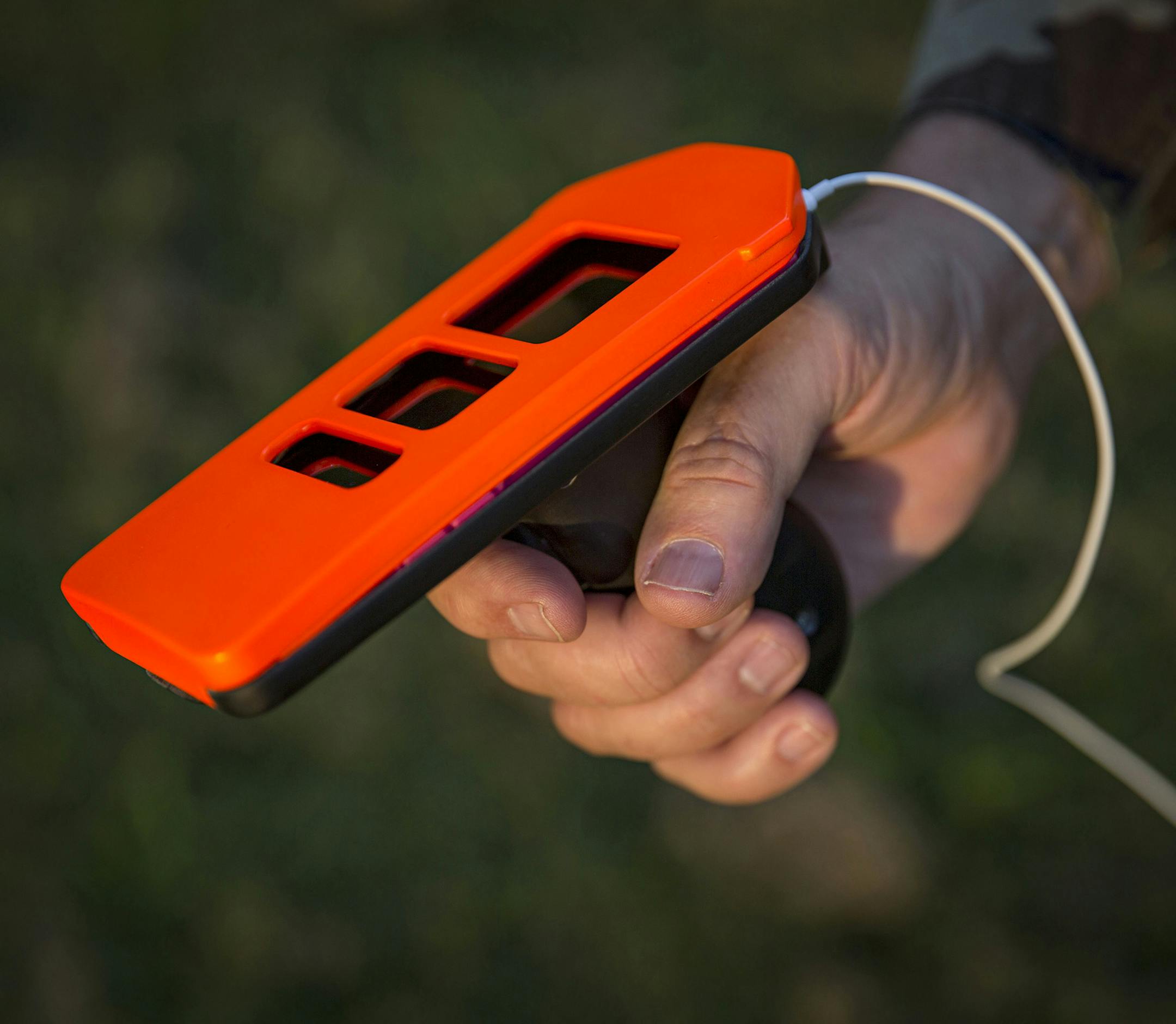 George Carter, the inventor of Laser tag, shows off his newest invention, Tzuum, on July 1, 2016 in Dallas. The game, pronounced "zoom," is much like Laser tag, except players need only a mobile phone to play via a downloadable app. (G.J. McCarthy/The Dallas Morning News/TNS) NO MAGAZINE SALES WEB USE BY TNS CONTRIBUTORS ONLY MANDATORY CREDIT ORG XMIT: 1189357