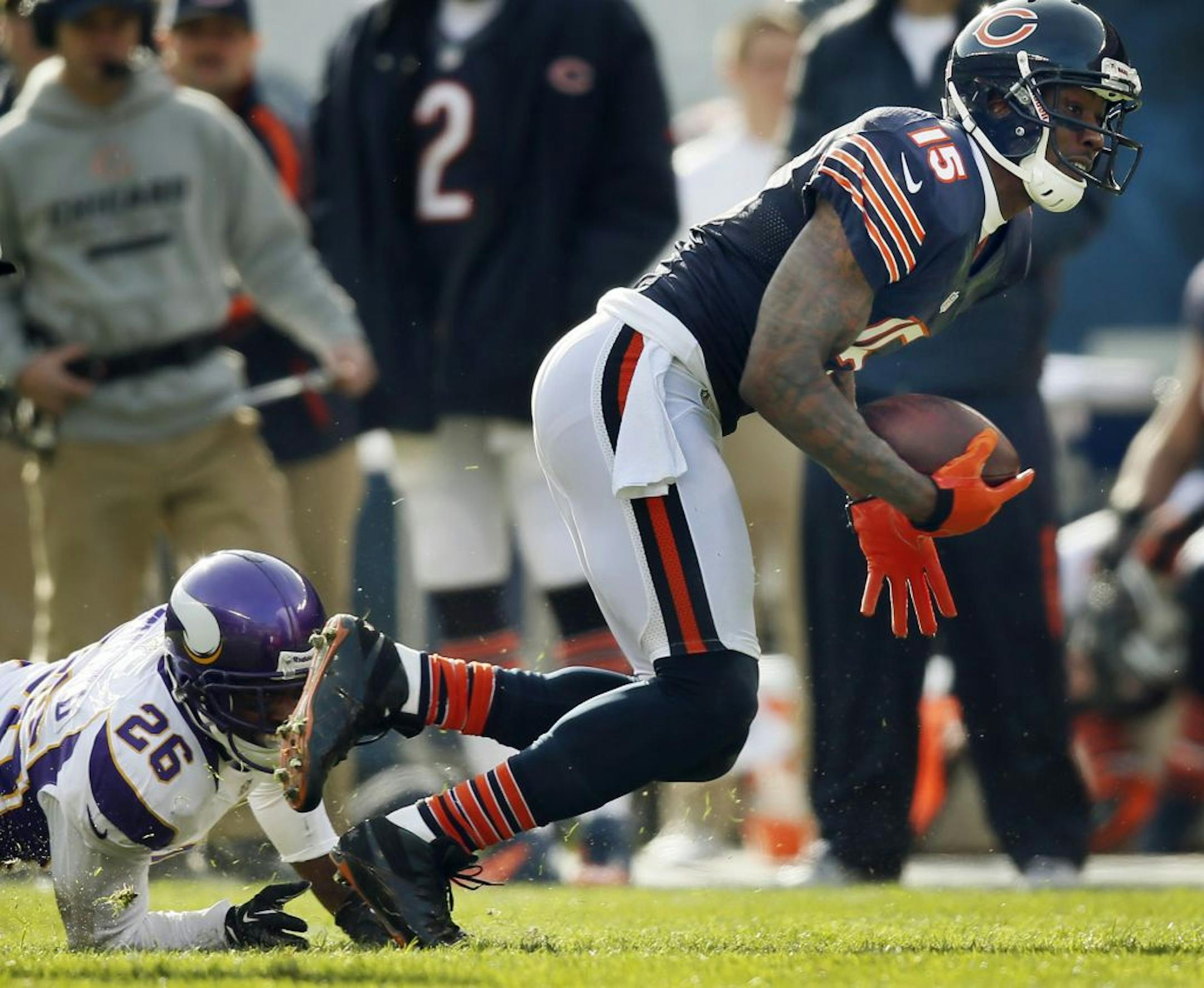 Brandon Marshall was Bears quarterback Jay Cutler's favorite receiver. He caught 12 passes for 92 yards and was targeted 17 times.