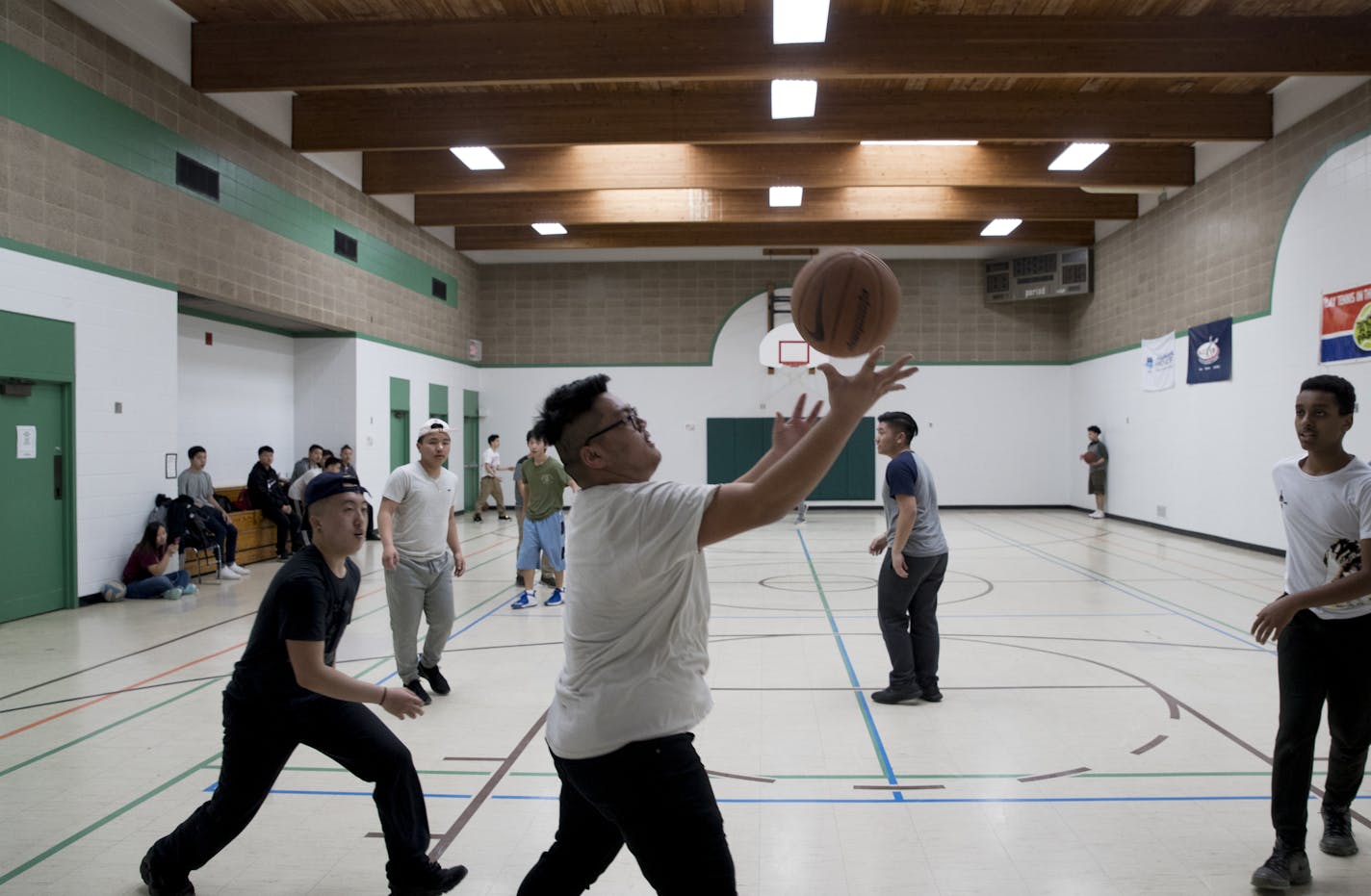 Harding High School student Brendan Thor, 17, and other students played basketball at the Eastview Recreation Center in St. Paul.