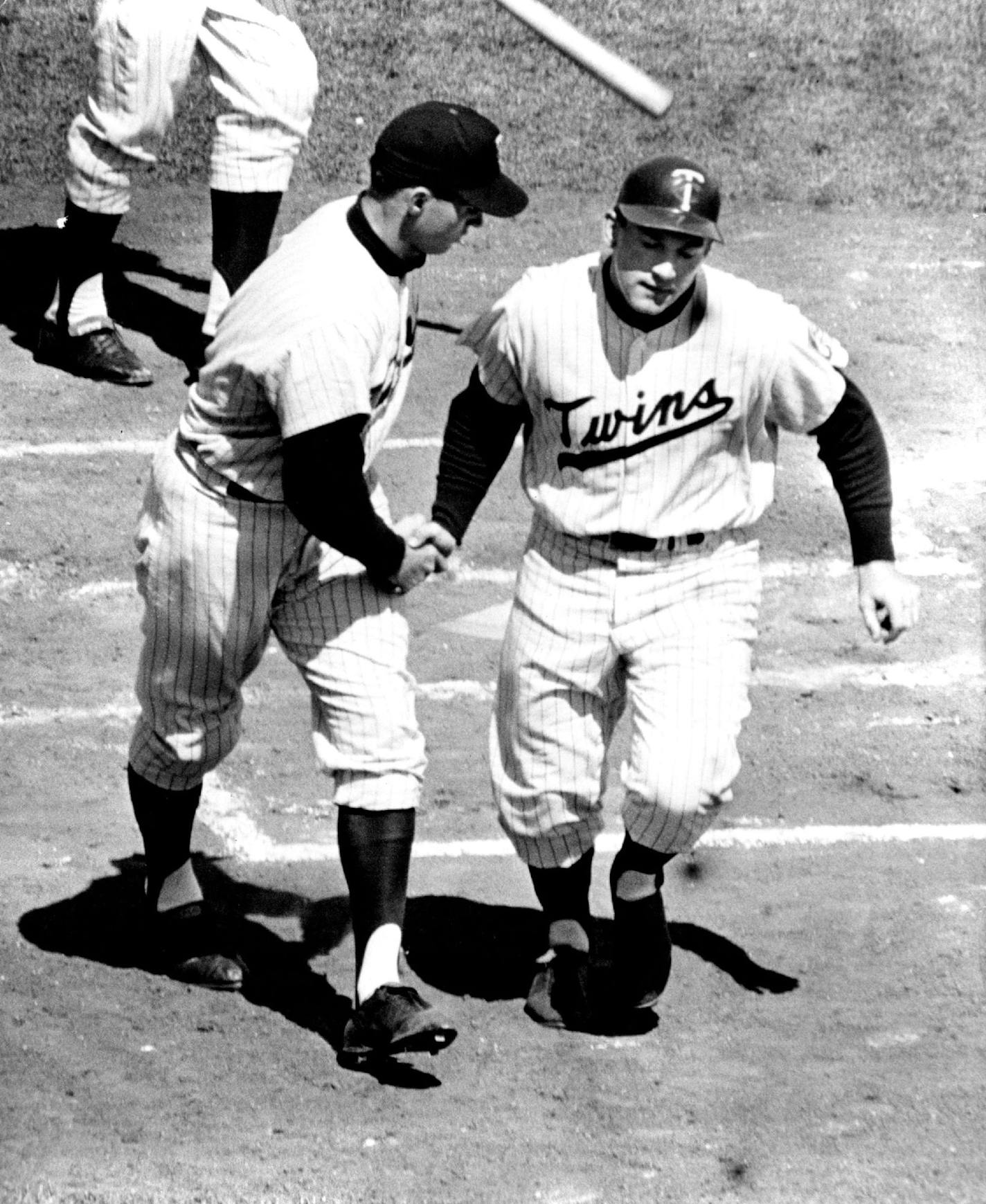 May 2, 1961 Bob Allison Congratulates. Allison gives Killebrew hand shake. Jack Gillis, Minneapolis Star Tribune