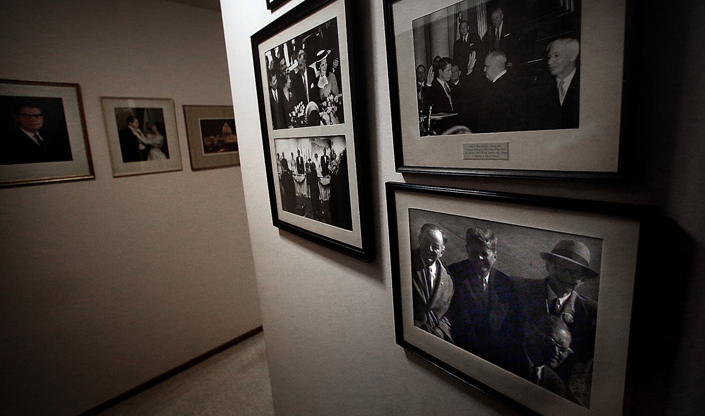 Family photos, including some that document Orville Freeman&#x2019;s life in politics, adorn the home of Jane Freeman. Among them is an image with Hubert Humphrey and JFK.