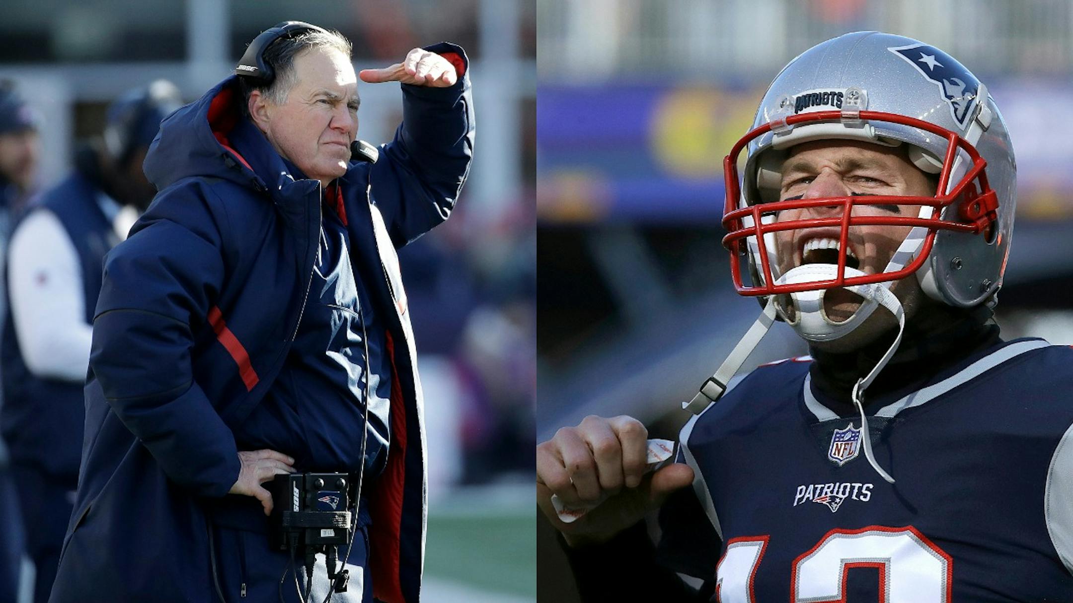 Other than longtime star quarterback Tom Brady (right), coach Bill Belichick, left, has experienced plenty of roster turnover with the Patriots and still leads them deep into the playoffs year after year.