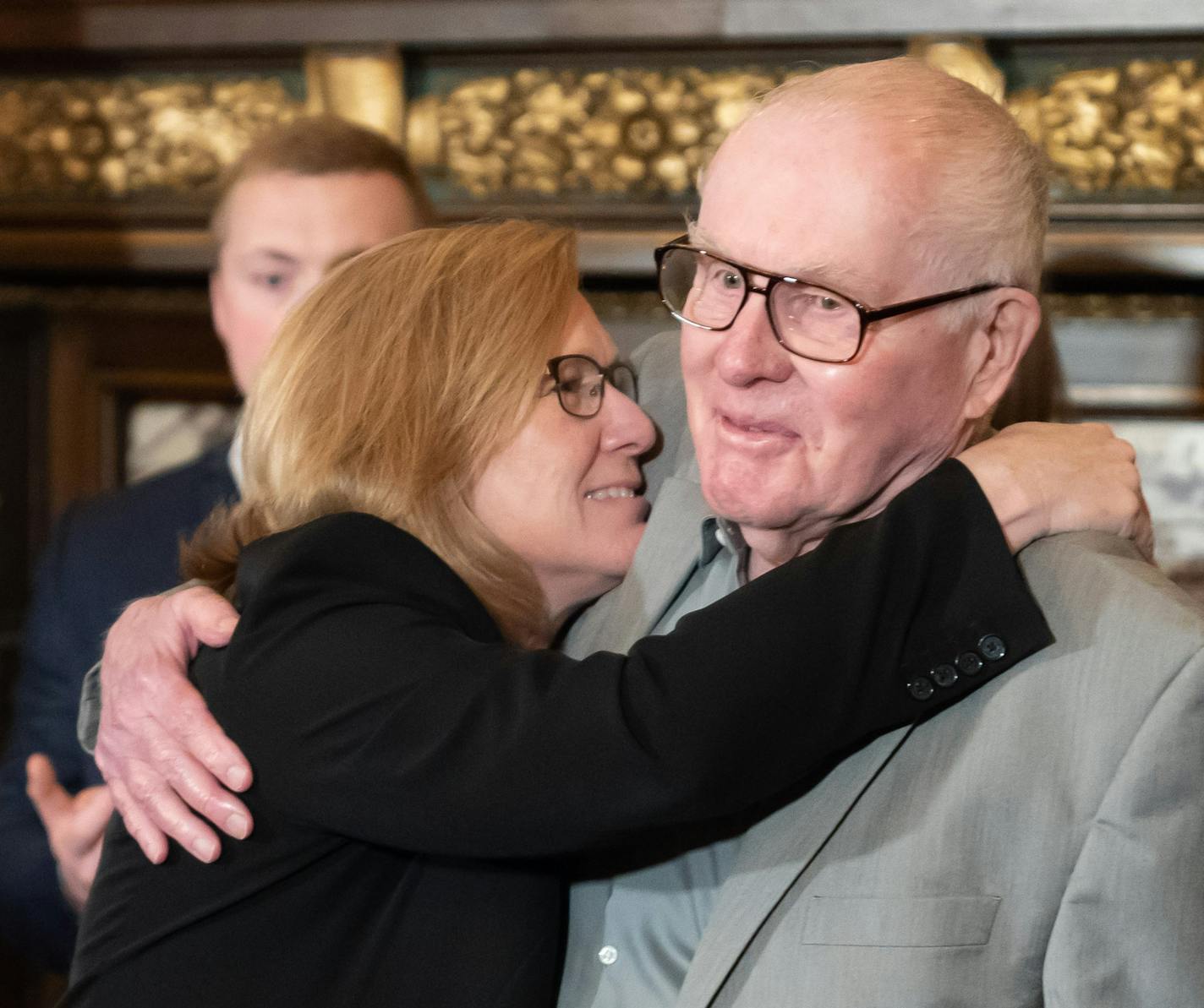 After State Sen. Michelle Fischbach was sworn in as lieutenant governor, she hugged her father Tom St. Martin. ] GLEN STUBBE &#x2022; glen.stubbe@startribune.com Friday, May 25, 2018 State Sen. Michelle Fischbach to take Oath of Office as lieutenant governor, though she's functionally held the position since early January, as DFLers and two lawsuits maintained that the constitution doesn't allow her to hold both positions. This may signal Fischbach is resigning from the Senate; she's seen as a p