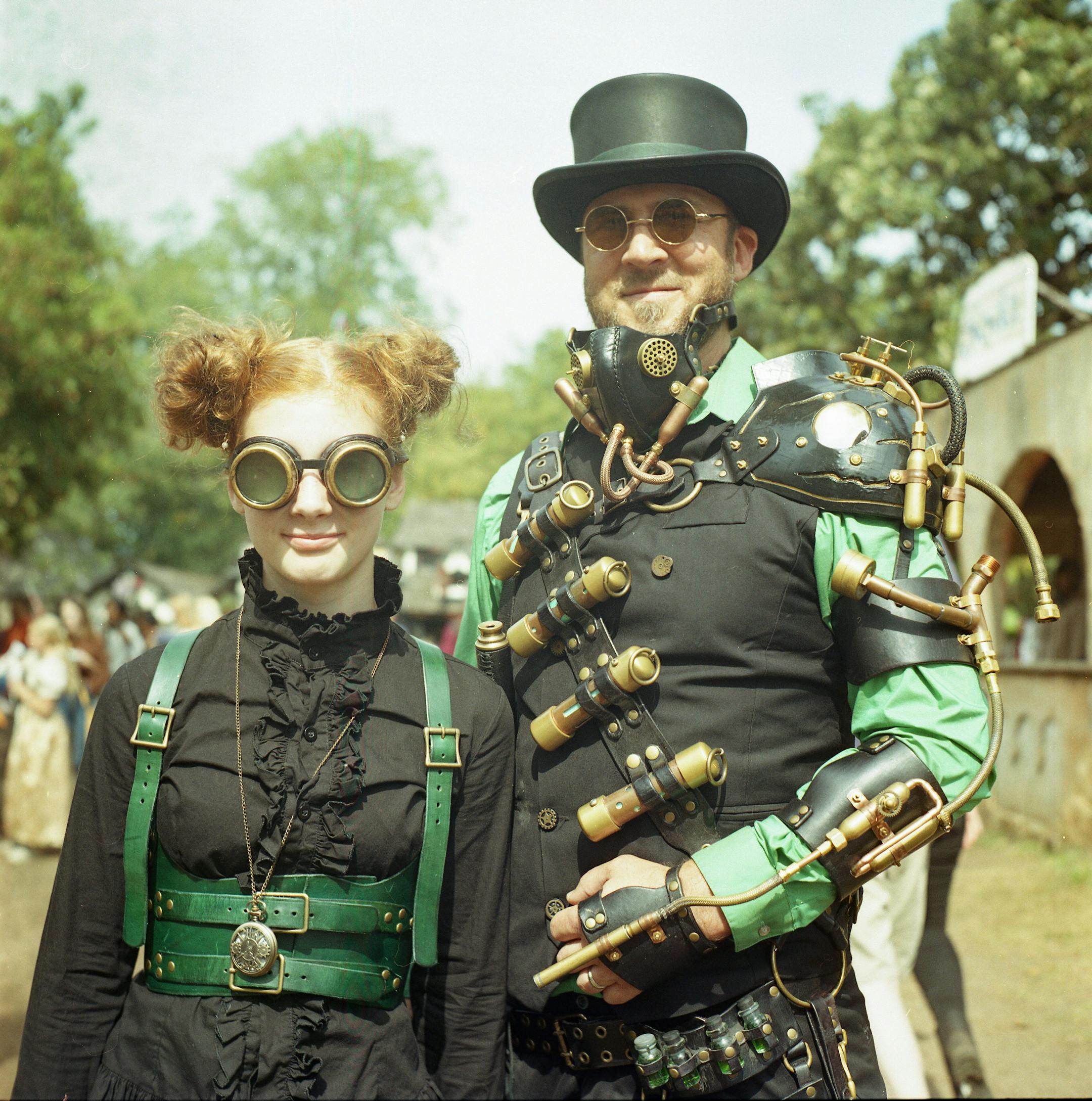 Liviana and Jimmy Worth were dressed as characters of their own invention, "Lil Gnarlsworth and Jameson." "I love history and I love tinkering and making things myself," Jimmy said.