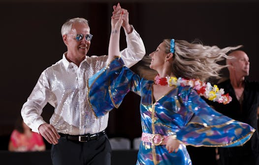Jeffrey Anderson was in the swing of things during a 2019 competition. His partner? Daughter Georgie Anderson, an instructor at Cinema Ballroom.