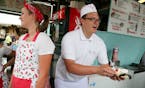 Jack Revord, right, and Jessie Bremseth served customers at the West End Creamery at the Minnesota State Fair in 2014.