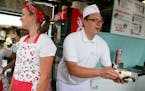 Jack Revord, right, and Jessie Bremseth served customers at the West End Creamery at the Minnesota State Fair in 2014.