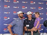 Erik van Rooyen, left, and Alex Gaugert reflected on their two rounds together at the 3M Open in Blaine. Gaugert’s daughter, Annika, was along for t
