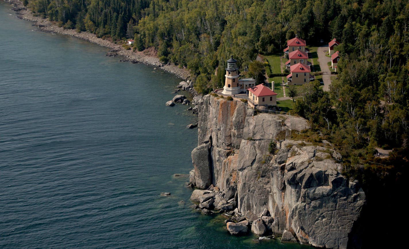 The Split Rock lighthouse was one of the sites during the flight in the C-130. ] (KYNDELL HARKNESS/STAR TRIBUNE) kyndell.harkness@startribune.com A flight aboard a C130 with the 934th Airlift Wing along the shore of Lake Superior passed Duluth taking off from Minneapolis Min., Tuesday September 15, 2015.