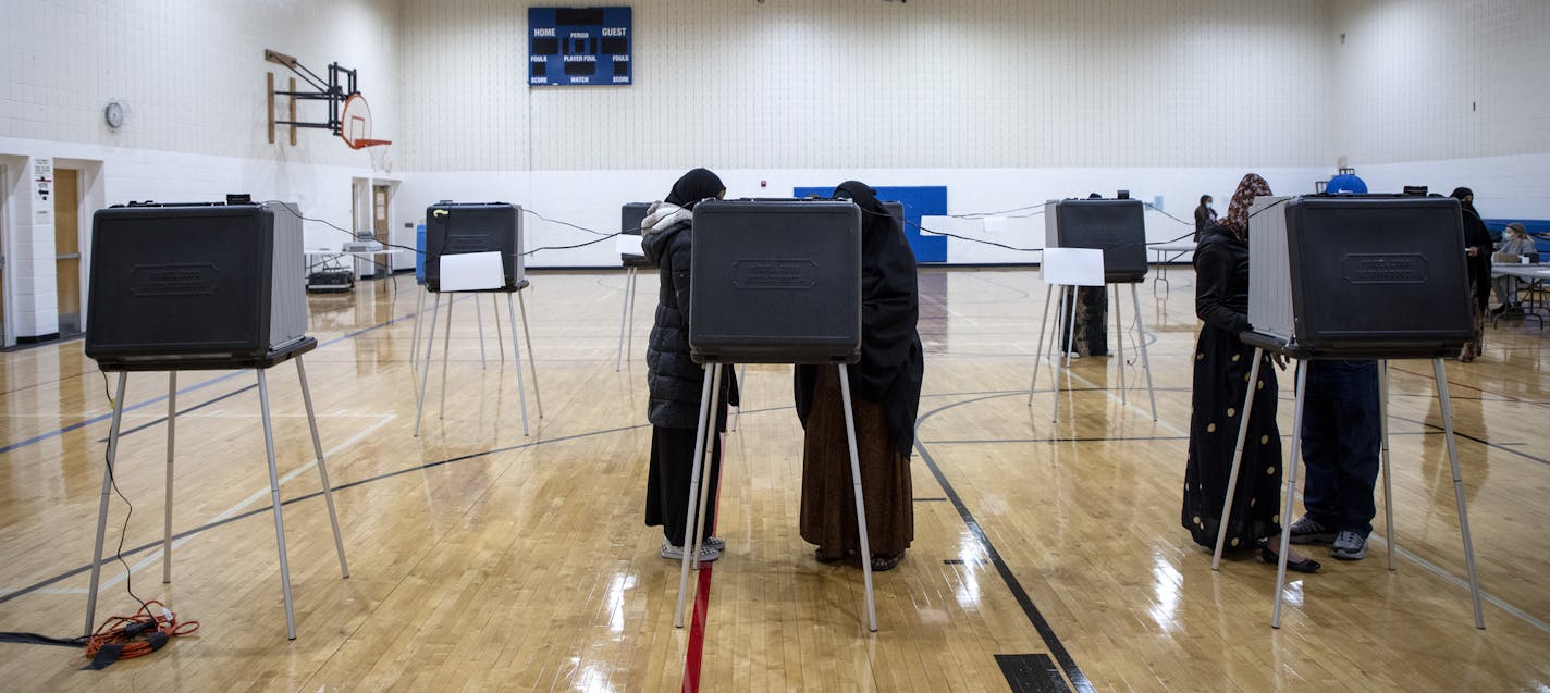 Voters at the Brian Coyle Neighborhood Center in Minneapolis. ] CARLOS GONZALEZ ¥ cgonzalez@startribune.com Ð Minneapolis, MN, November 3, 2020, Election Day