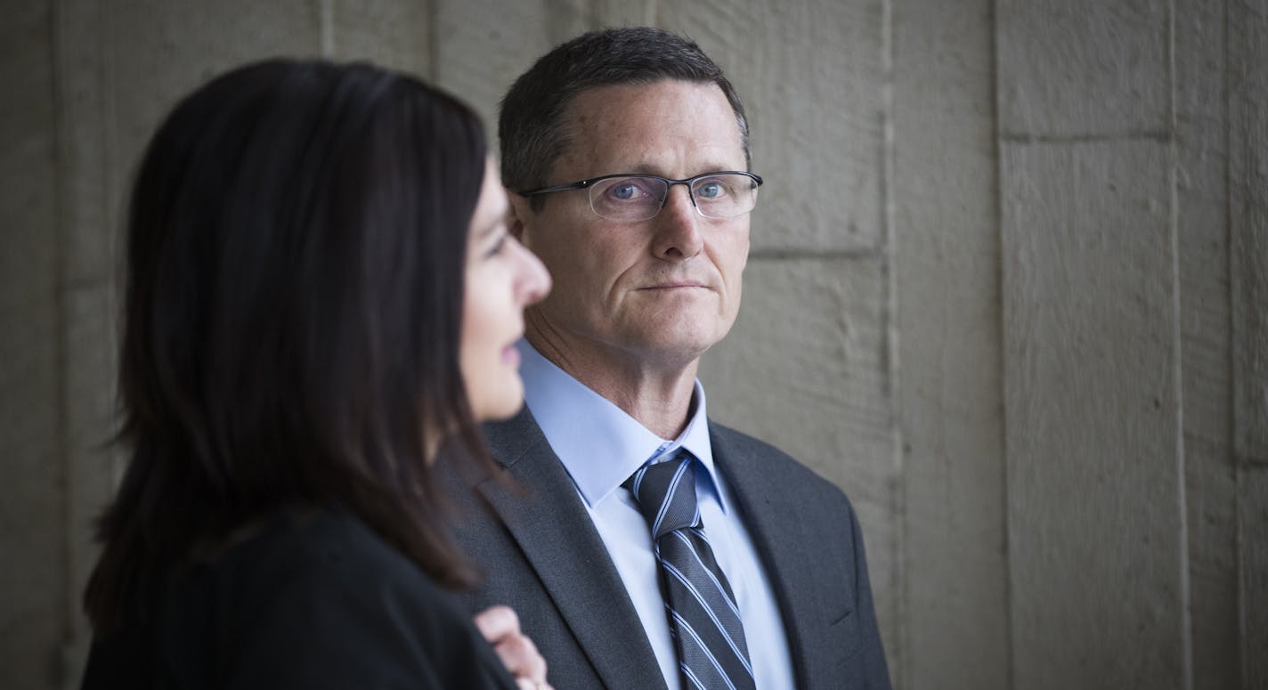 Thomas Duvall left the Dakota County Judicial Center in Hastings, Minn., on Wednesday, April 19, 2017. He is petitioning to be released from the Minnesota Sex Offender Program. Don't know who the woman at left is, I think an escort. ] RENEE JONES SCHNEIDER &#x2022; renee.jones@startribune.com