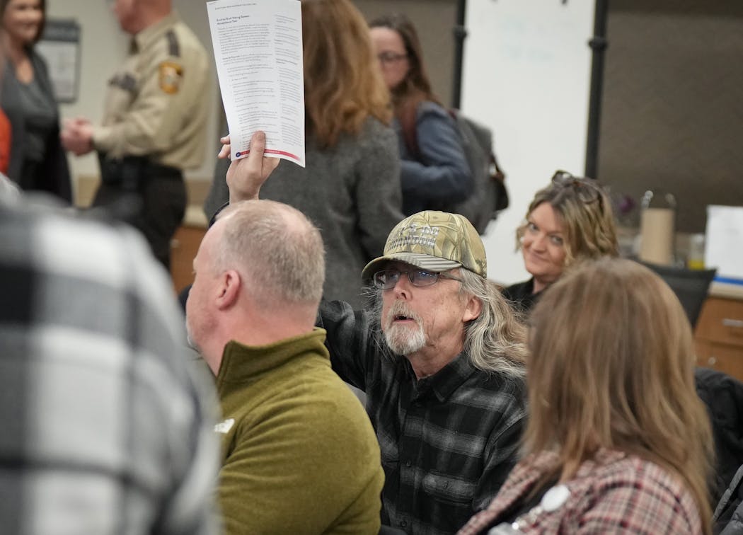 Tom Moline questioned a voting machine accuracy test on Feb. 13 in Faribault, Minn.