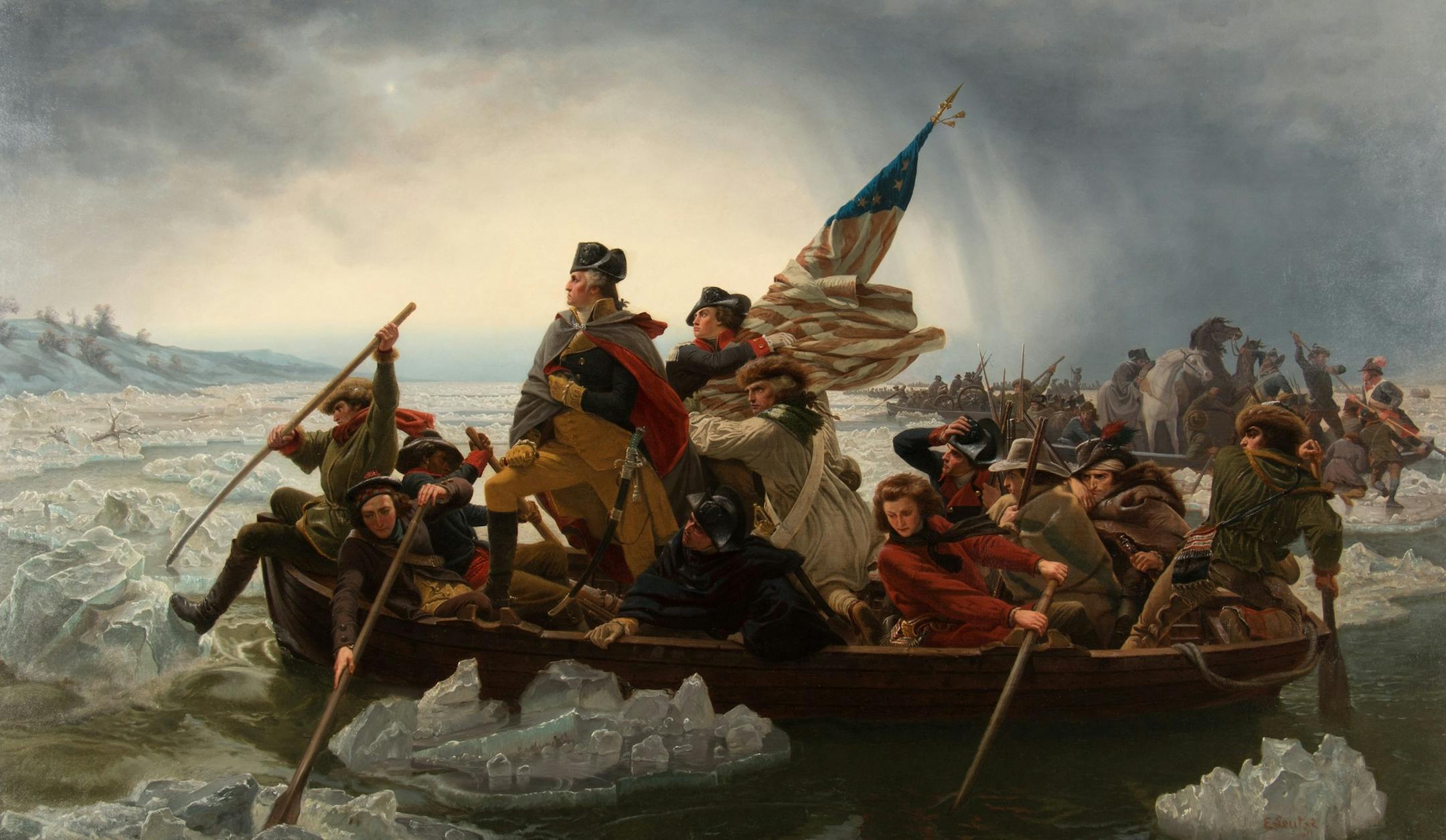 Emanuel Leutze&#xed;s famous painting of Washington crossing the Delaware, which is on display at the Minnesota Marine Art Museum.