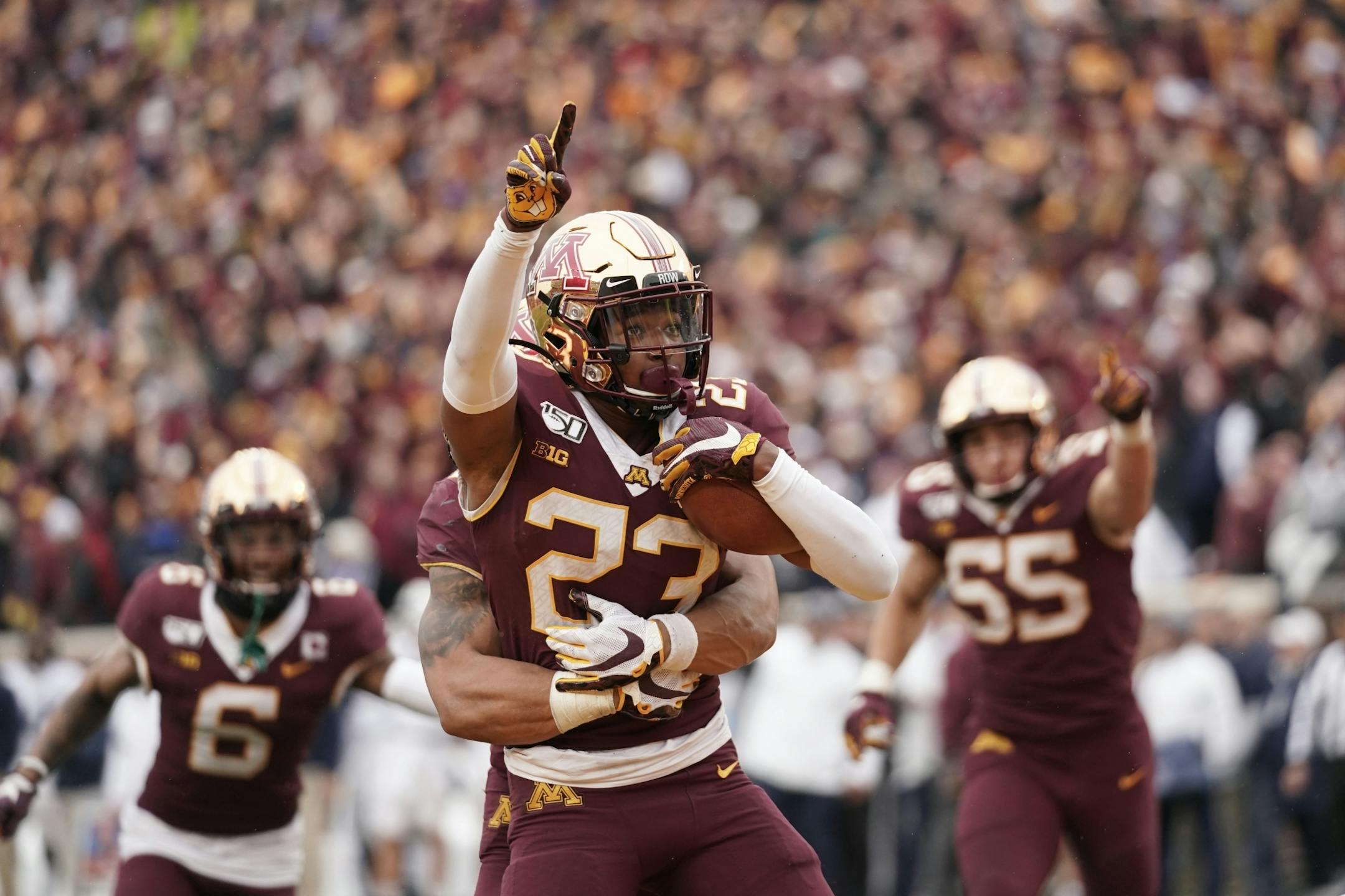 Minnesota Golden Gophers defensive back Jordan Howden (23) intercepted what would have been a touchdown pass intended for Penn State Nittany Lions wide receiver KJ Hamler (1) late in the fourth quarter, effectively ending the Lions best shot of tying the game.