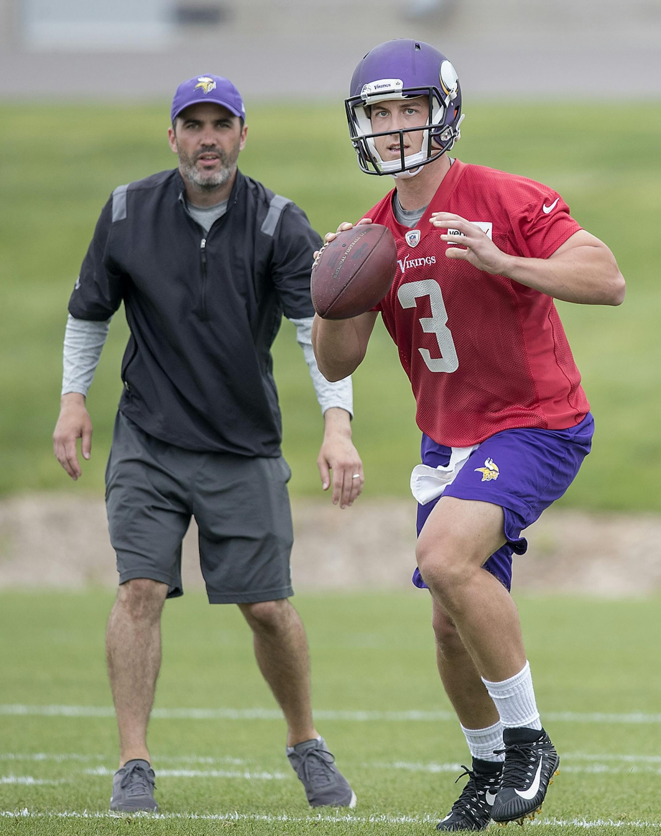 Vikings quarterback Trevor Siemian took to the field for the first day of mandatory Vikings three-day minicamp at the TCO Vikings Performance Center, Tuesday, June 12, 2018 in Eagan, MN.