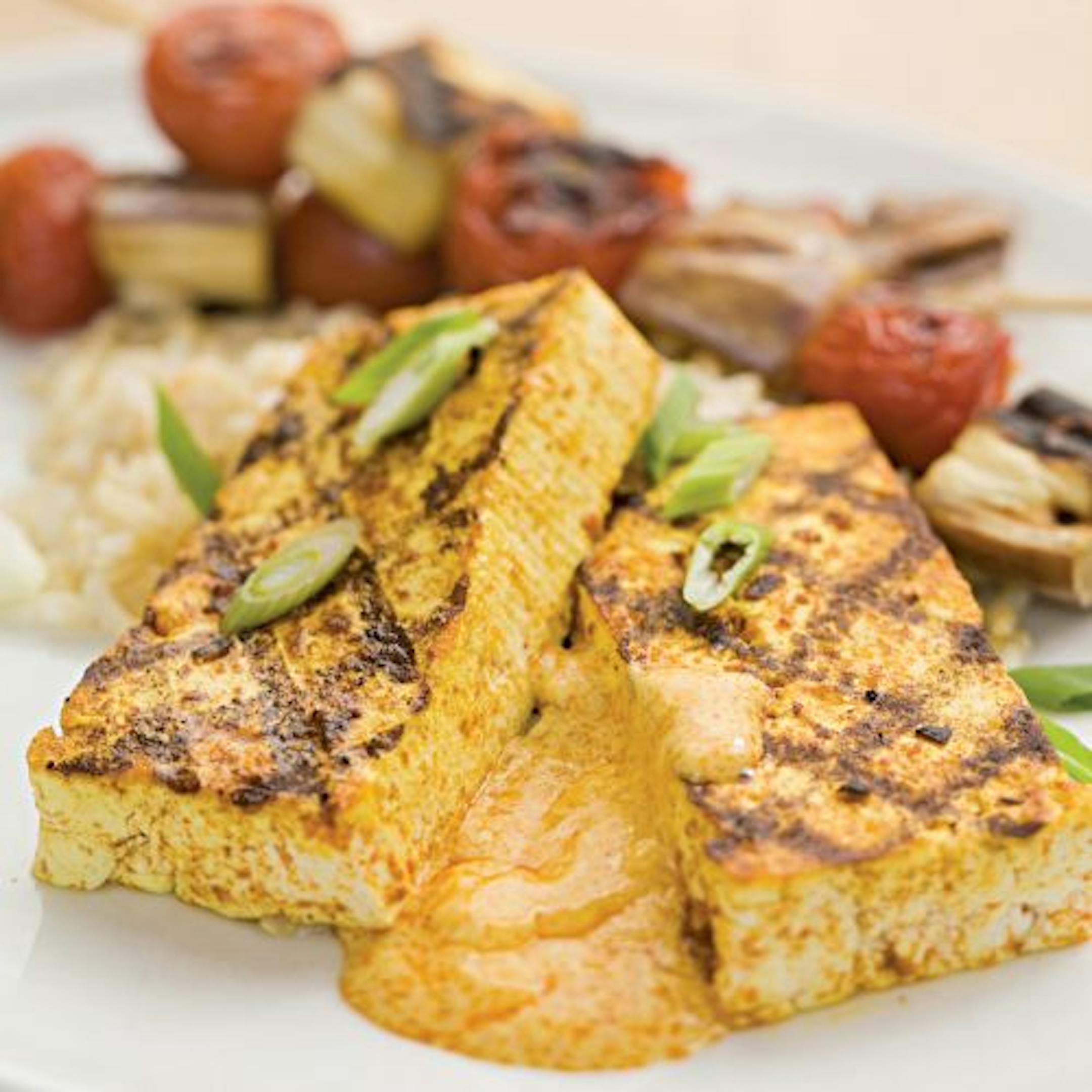 This recipe uses tandoori-inspired flavors to spice up tofu steaks.