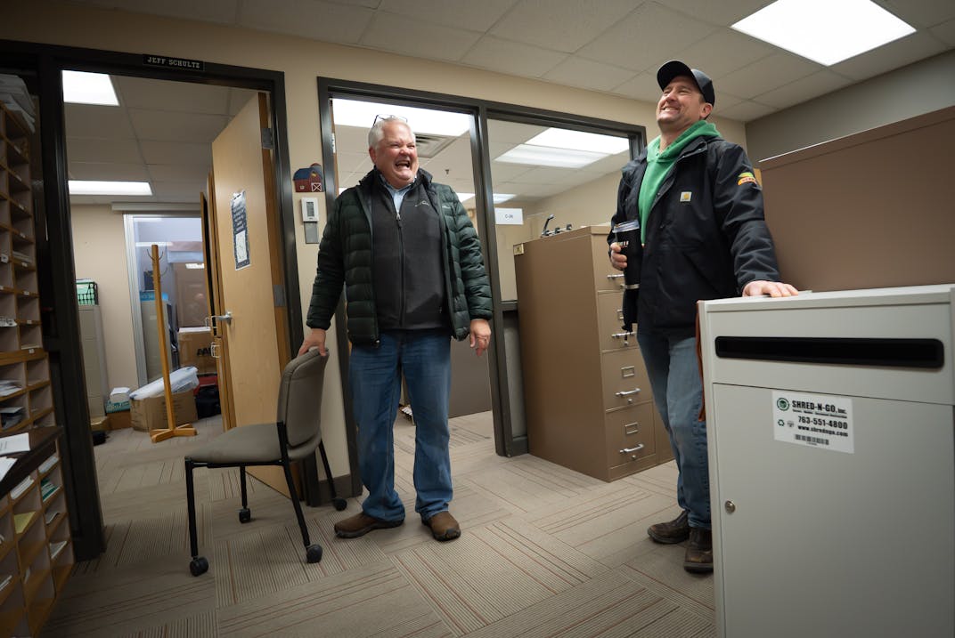 Farm business management expert Jeff Schultz cracked a joke with Ben Johnson before the two  met to go over Ben’s end of the year farm operating numbers.