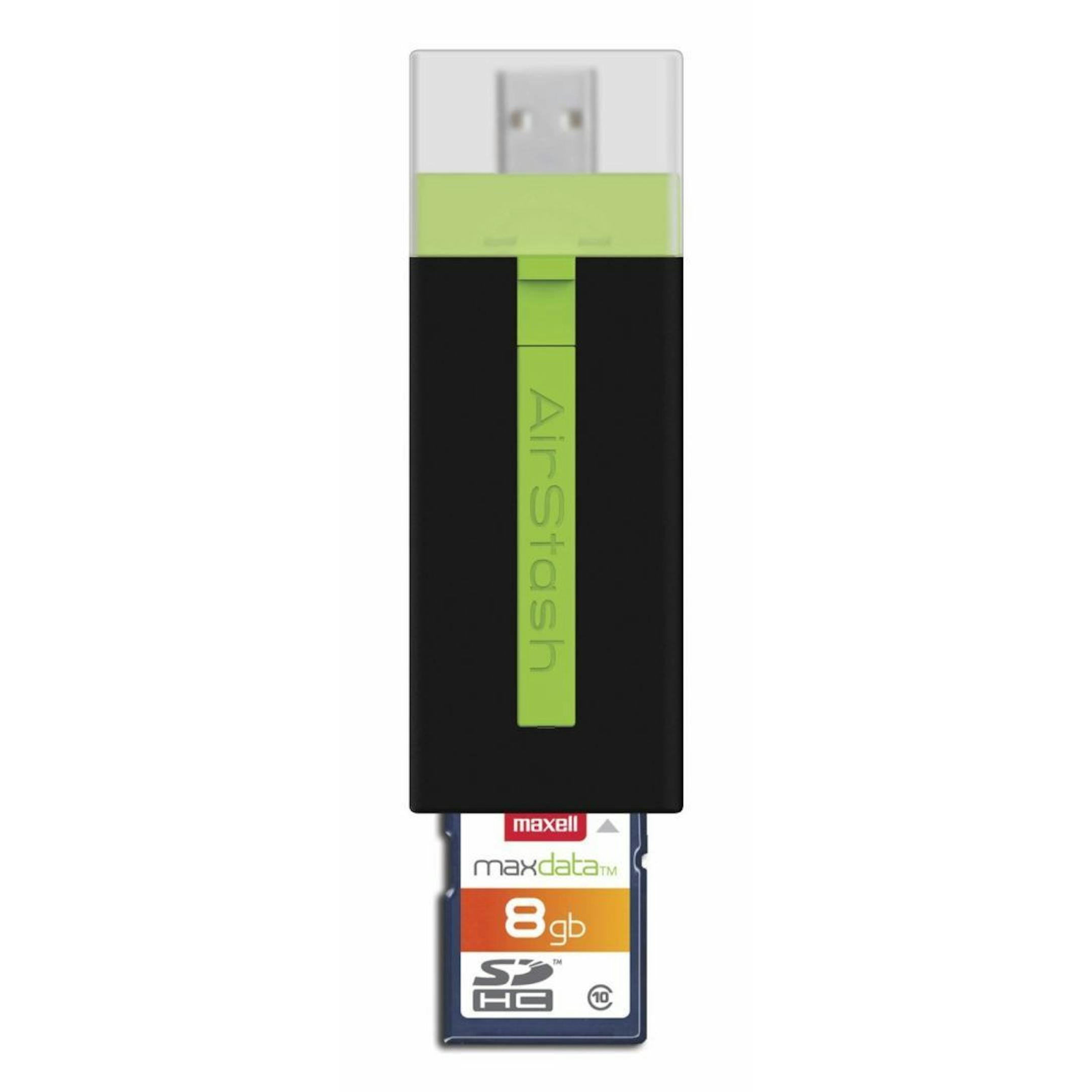 A product shot of the AirStash A02 by Maxwell. The gadget is about as big as a pack of gum, and you can add and remove photos, documents and movies, using an related iPhone or iPad app . (Handout via The New York Times) -- NO SALES; FOR EDITORIAL USE ONLY WITH STORY SLUGGED CIR-SMARTPHONE-APPS. ALL OTHER USE PROHIBITED.