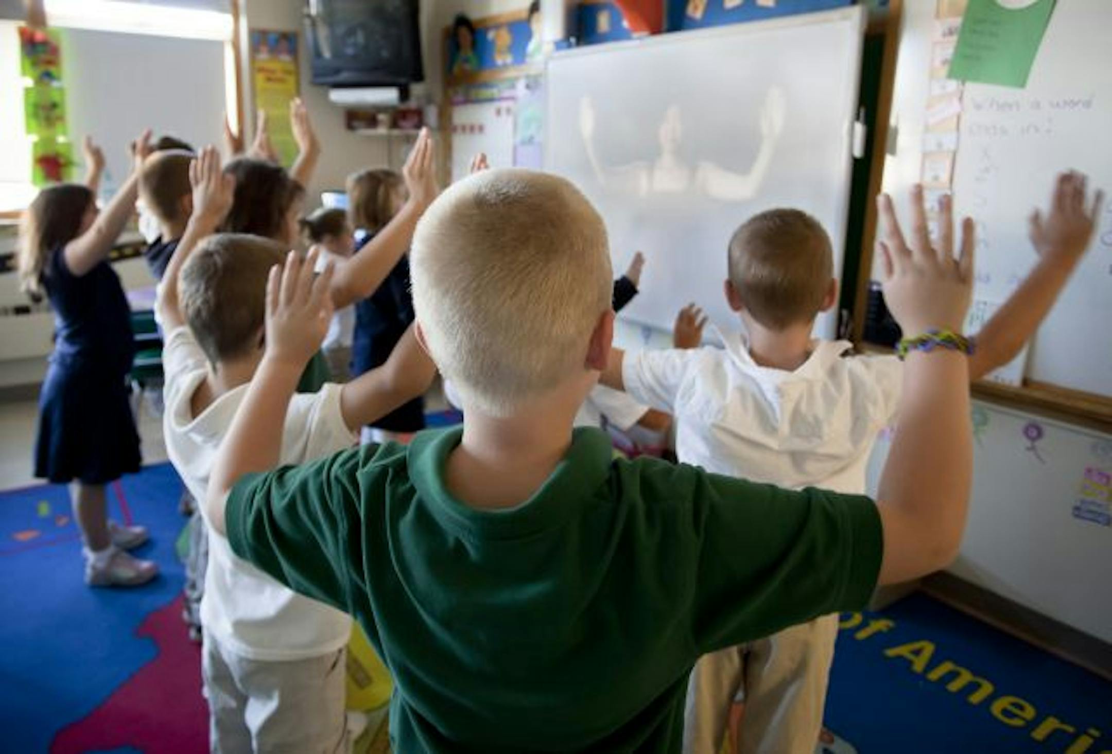 Mrs. McDonnell's second grade class at St. Bridget's doing MeMoves.