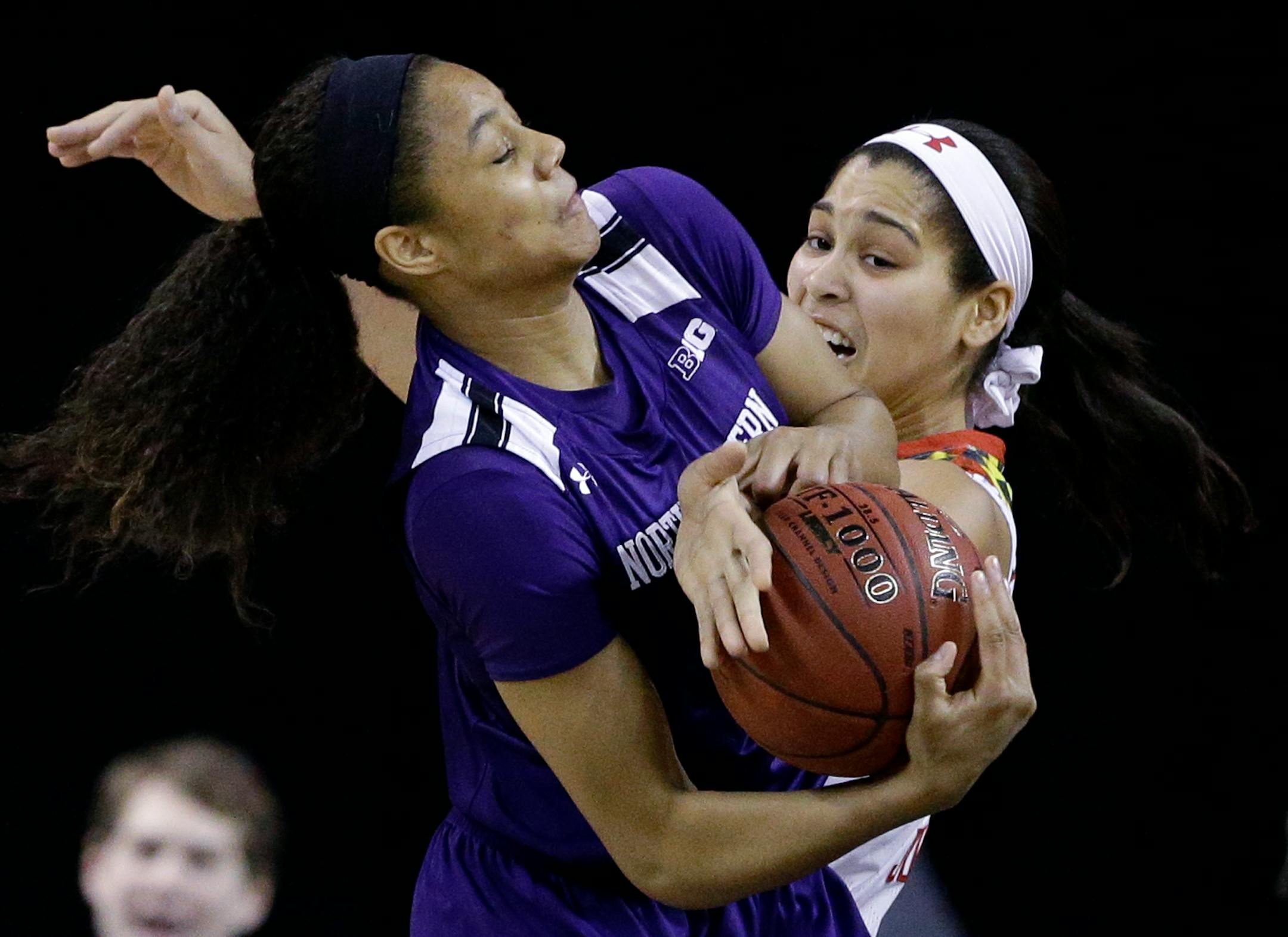 Northwestern forward Nia Coffey, left.