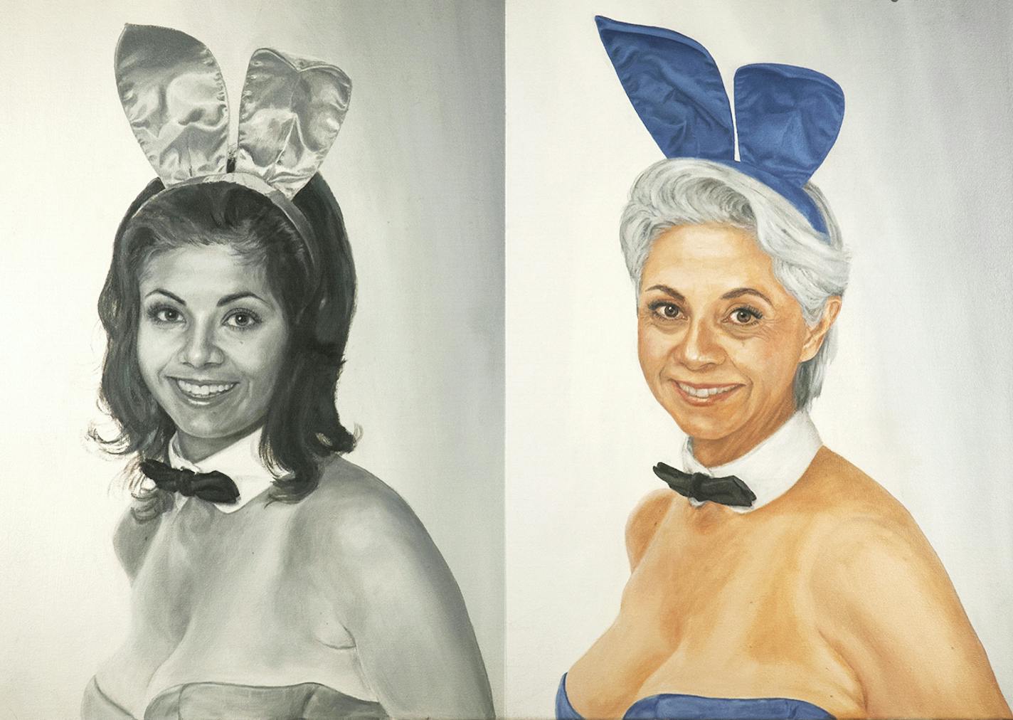 In her diptych &#x201c;Memento Mori I (Now You See Me, Now You Don&#x2019;t),&#x201d; Bunny Portia of Minneapolis juxtaposes two portraits.