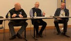 Hermantown Police Chief Jim Crace, from left, U.S. Rep. Pete Stauber, and Duluth Police Chief Mike Tusken were part of a roundtable event last week at