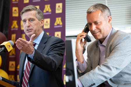 Mark Coyle, left, and Phil Esten: Minnesota's Division I athletic directors are leading through constant change in college sports.