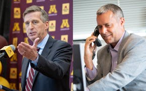 Mark Coyle, left, and Phil Esten: Minnesota's Division I athletic directors are leading through constant change in college sports.