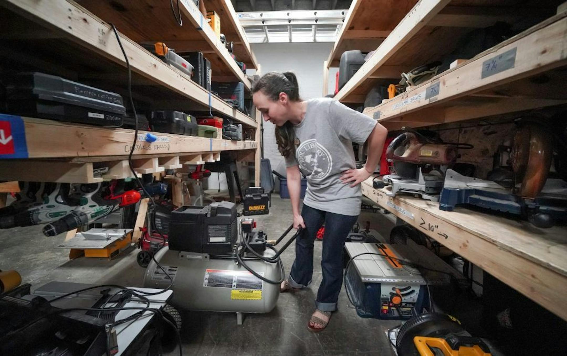 Kate Hersey, executive director of the Minnesota Tool Library showed off some of the tools available in the St Paul location.