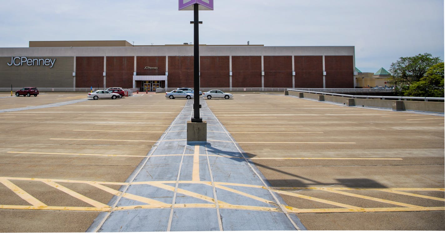 Southdale Center in Edina offered plenty of parking on a Tuesday afternoon. J.C. Penney is among several stores closing there.