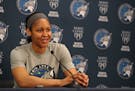 Maya Moore during a news conference in 2018