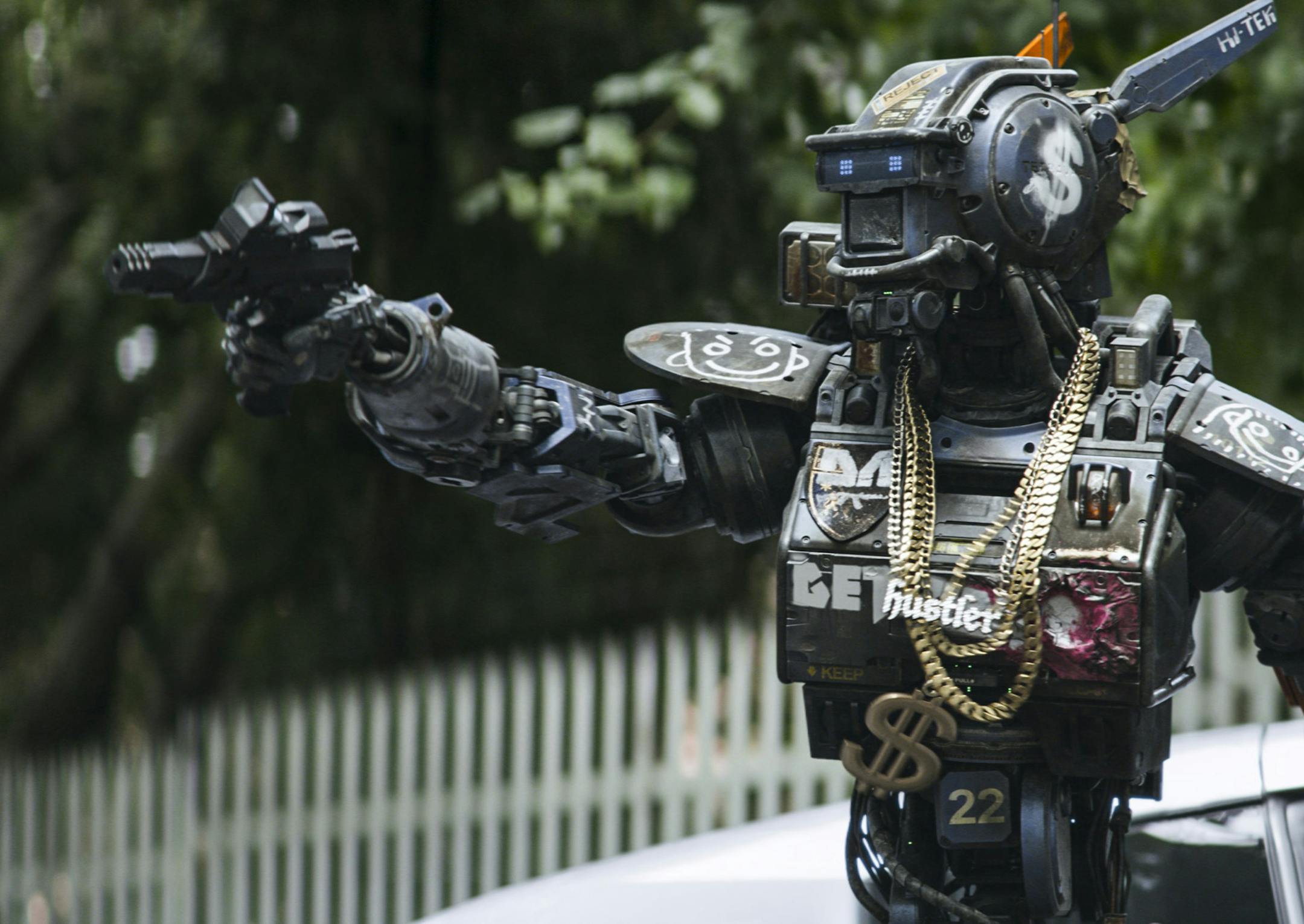 Chappie (Sharlto Copley) from Columbia Pictures' action-adventure film "Chappie." (Photo courtesy Sony Pictures/TNS) ORG XMIT: 1164864