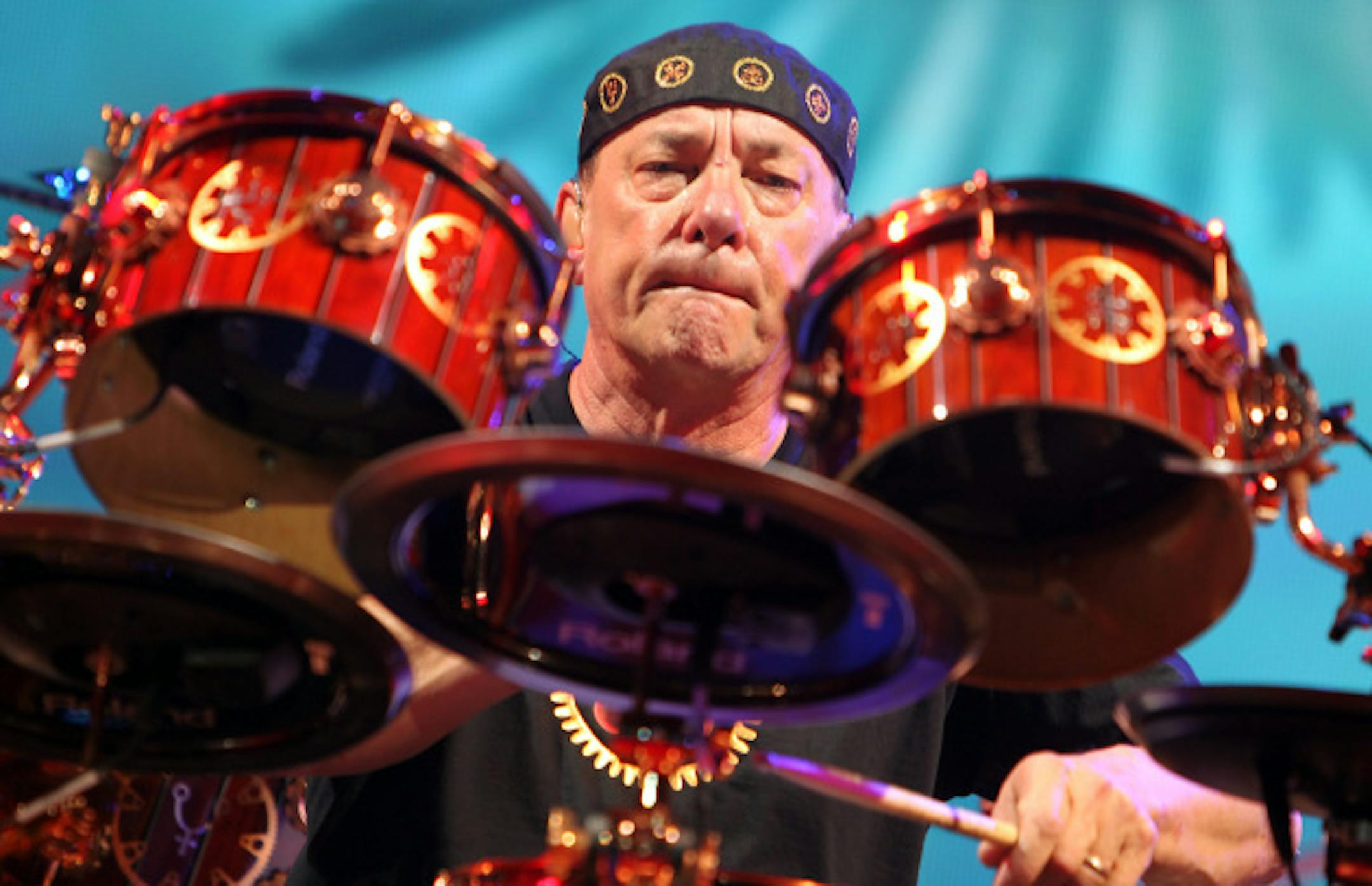 Neil Peart messed up a lot when Rush played Target Center in 2012. OK, not really. His precision was godly, as usual. / Star Tribune file