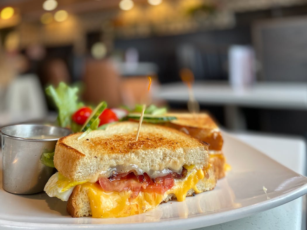 An argument for Holman Table's mid-mod-styled brunch starts with this egg sandwich.