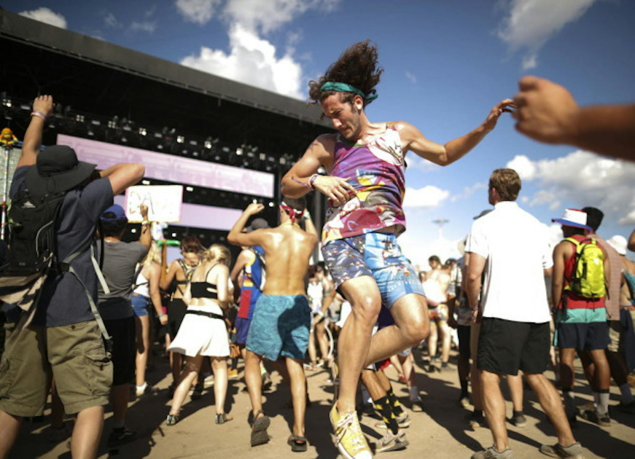 Dudes got down to Marshmello at Summer Set 2016. / Jeff Wheeler, Star Tribune